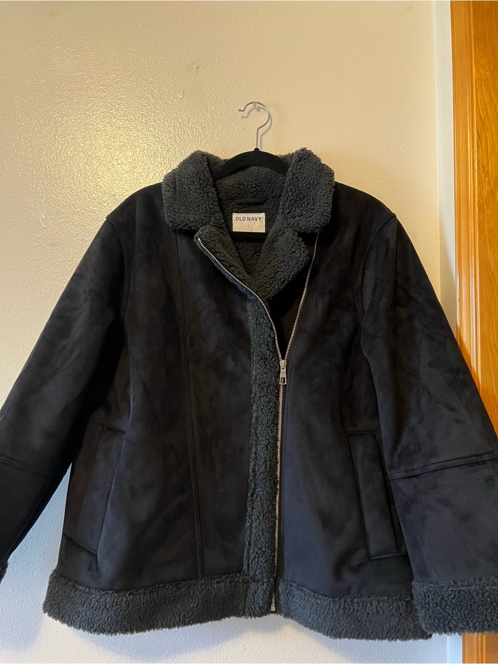 Old Navy Faux Suede Sherpa Lined Moto Jacket - Picture 4 of 7